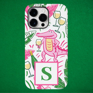 Preppy Alligator Vin Rosa Grönt Monogram