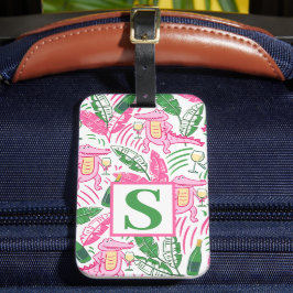 Preppy Alligator Vin Rosa Grönt Monogram Bagagebricka