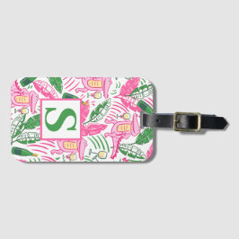 Preppy Alligator Vin Rosa Grönt Monogram Bagagebricka