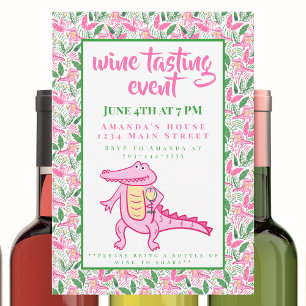 Preppy Alligator Vin Tasting Inbjudningar