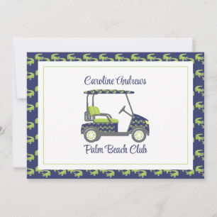 Preppy Alligatorer Palm Beach Golfvagn Tack Kort