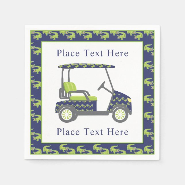 Preppy Alligators Golf Cart Pappersservett (Framsidan)