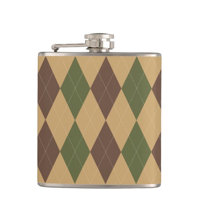Preppy Argyle Khaki Army Green Brown Personalized Fickplunta (Framsidan)