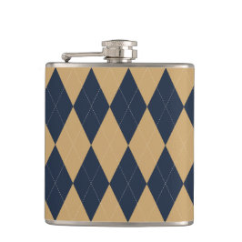 Preppy Argyle Khaki & Navy Personalized Groomsmen Fickplunta