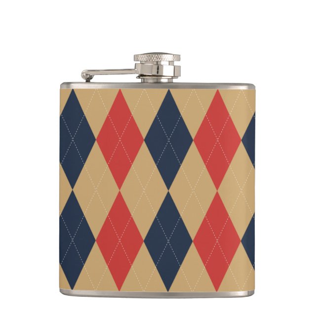 Preppy Argyle Khaki Navy Red Personalized Fickplunta (Framsidan)