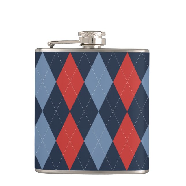 Preppy Argyle Marinröd Rökblå Personlig Fickplunta (Framsidan)