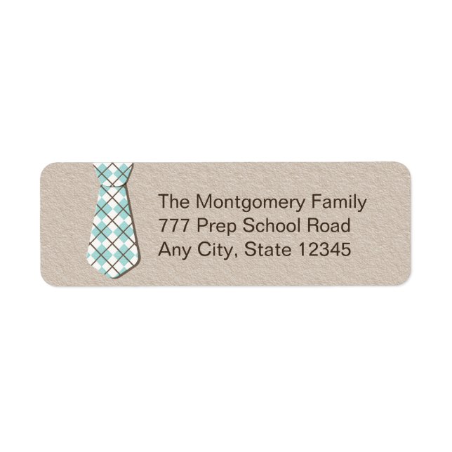 Preppy Argyle Necktie Returadress Labelsi Etikett (Framsidan)