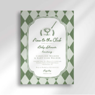 Preppy Argyle Ny i Klubben Golf Baby Shower Inbjudningar