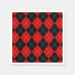 Preppy Argyle Tartan Diamond Play Red Black Pappersservett