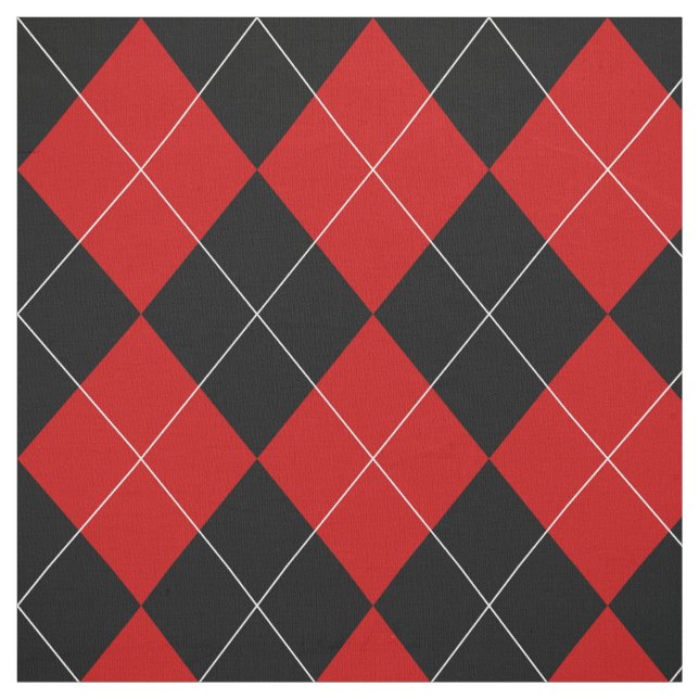 Preppy Argyle Tartan Diamond Play Red Black Tyg (Provkarta)