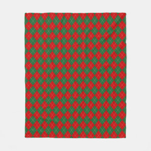 Preppy Argyle Tartan Diamond Play Red Grönt Fleecefilt