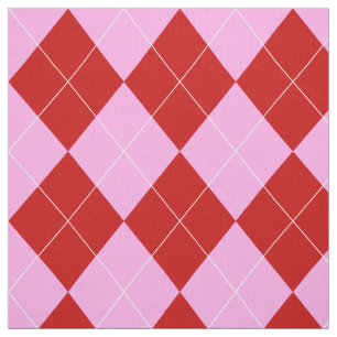 Preppy Argyle Tartan Diamond Play Red Rosa Tyg