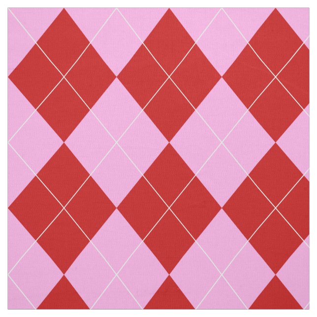 Preppy Argyle Tartan Diamond Play Red Rosa Tyg (Provkarta)
