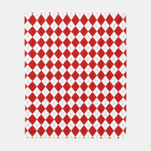Preppy Argyle Tartan Diamond Play Red White Fleecefilt