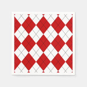 Preppy Argyle Tartan Diamond Play Red White Pappersservett