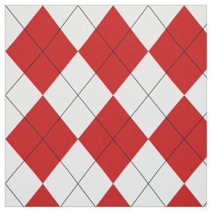 Preppy Argyle Tartan Diamond Play Red White Tyg