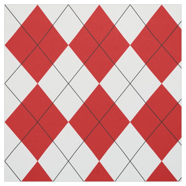Preppy Argyle Tartan Diamond Play Red White Tyg (Provkarta)