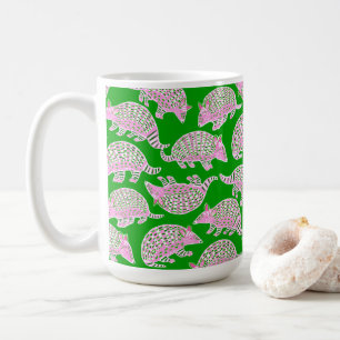 Preppy Armadillos Rosa Grönt Kaffemugg