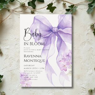 Preppy Baby i blom Lilafärgad rosett Blommig barnk Inbjudningar