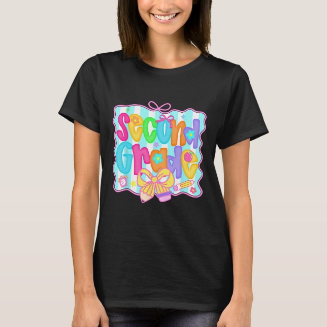 Preppy Back To School 2:a klass Coquette Bow Flick T Shirt (Framsida)