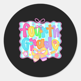 Preppy Back To School 4:e klass Coquette Bow Flick Runt Klistermärke