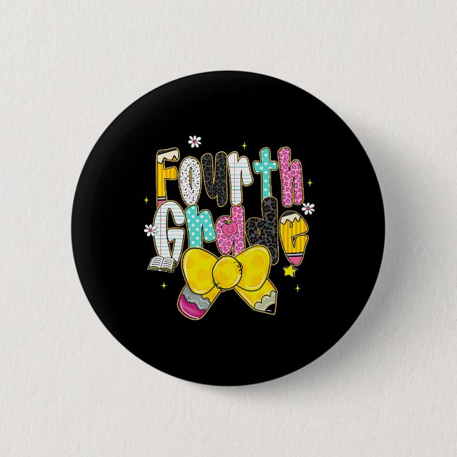Preppy Back To School 4th Grade Coquette Bow Girls Knapp (Framsida)