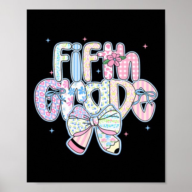 Preppy Back To School Blommig 5:e Klass Coquette G Poster (Framsidan)