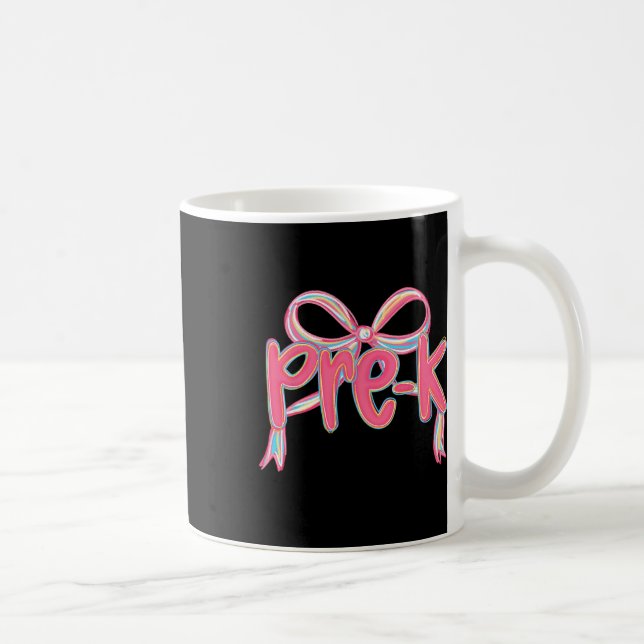 Preppy Back To School Förskola Rosa Coquette Bow F Kaffemugg (Höger)