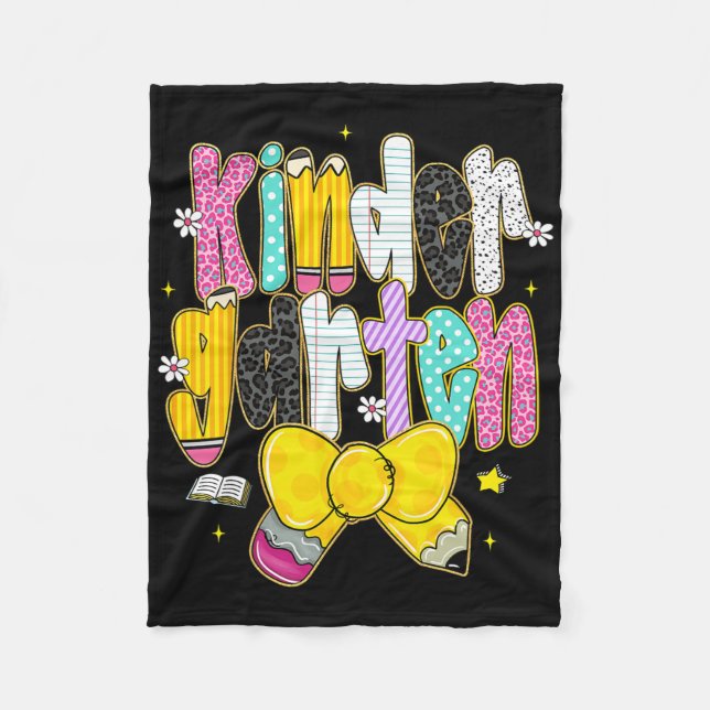 Preppy Back To School Kindergarten Coquette Bow Gi Fleecefilt (Framsidan)