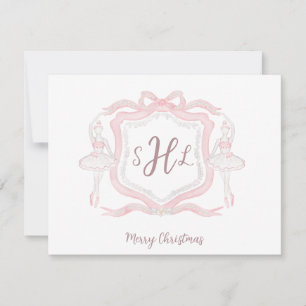 Preppy Ballet Monogram Photo jul Card Anteckningskort
