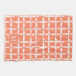Preppy Bamboo – Coral Coastal Monogram Kökshandduk
