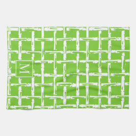 Preppy Bamboo – Lime Coastal Monogram Kökshandduk