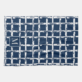 Preppy Bamboo – Navy Coastal Monogram Kökshandduk