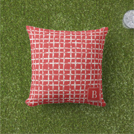 Preppy Bamboo – Rött Kustnära Monogram Kudde