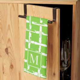 Preppy Bambu – Lime Coastal Monogram Kökshandduk
