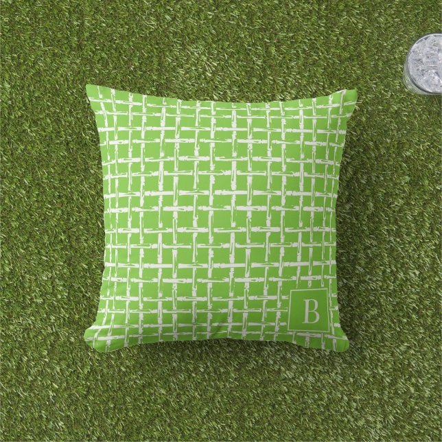Preppy Bambu – Lime Kust Monogram Kudde (Gräs)