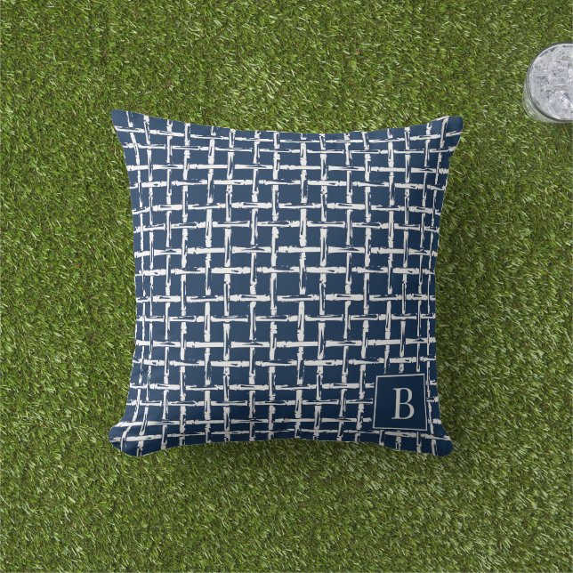 Preppy Bambu – Marin Monogram  Kudde (Gräs)