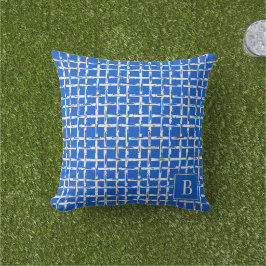 Preppy Bambu – Royalblå Coastal Monogram Kudde