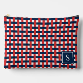 Preppy Basket Weave – Navy & Red Monogram