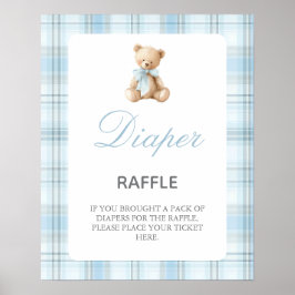 Preppy Bear Baby Shower Pojke Blöja Lotteri skylt