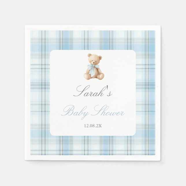Preppy Bear Baby Shower Pojke Pappersservett (Framsidan)