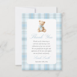 Preppy Bear Baby Shower Pojke Tack Kort