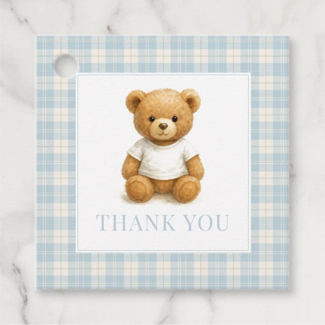 Preppy Bear designer Play Baby Shower Gåvor Etiketter (Framsida)