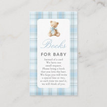Preppy Bear Pojke Baby Shower Böcker för Baby Kort