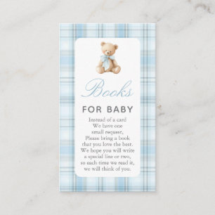 Preppy Bear Pojke Baby Shower Böcker för Baby Kort