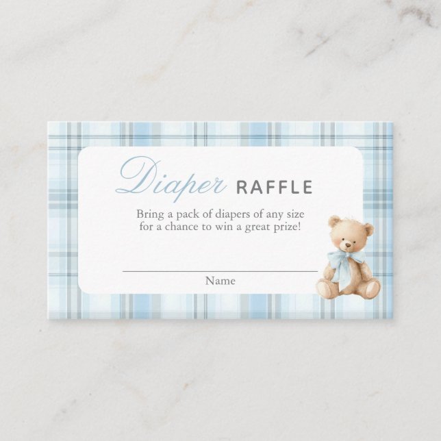 Preppy Bear Pojke Blöja Lotteri Kort (Framsida)