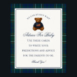 Preppy Bear Tartan Plaid Boy Showe Advice for Baby Poster<br><div class="desc">We can bearly wait! Welcome your little one in timeless style with our Preppy Bear Baby Shower Collection. Featuring a dapper teddy in a navy sweater with an American flag and a classic tartan backdrop,  this design brings a touch of vintage prep and country club charm to your celebration.</div>