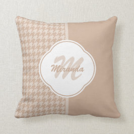 Preppy beige och solbränd Houndstooth Monogram och Kudde