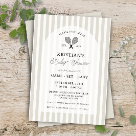 Preppy Beige Tennis Land Klubb Baby Shower Invi Inbjudningar