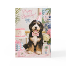 Preppy Bernedoodle Födelsedagskort